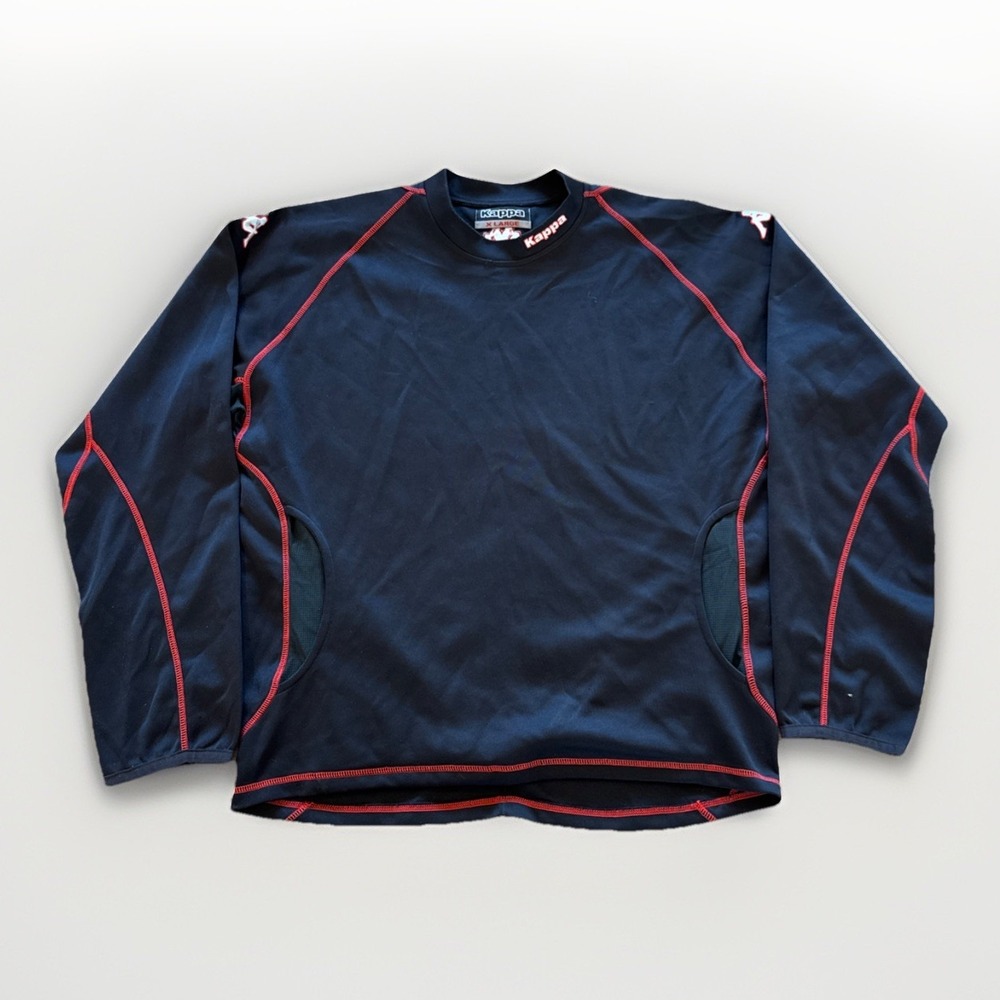Kappa Shirt Mens XL Pullover Long Sleeve Crew Neck Black Y2k Vintage Black‎